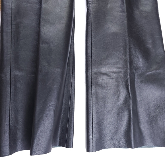 Vs2 by Vakko Black Leather Raw Hem Women's Pants Sz 4 - Picture 3 of 10